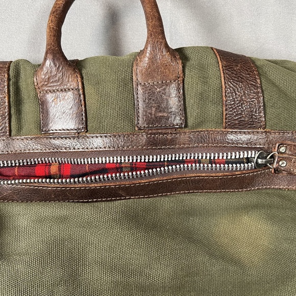 Will Leather Goods Hooper Olive Canvas & Brown Leather Messenger Bag - Picture 7 of 10